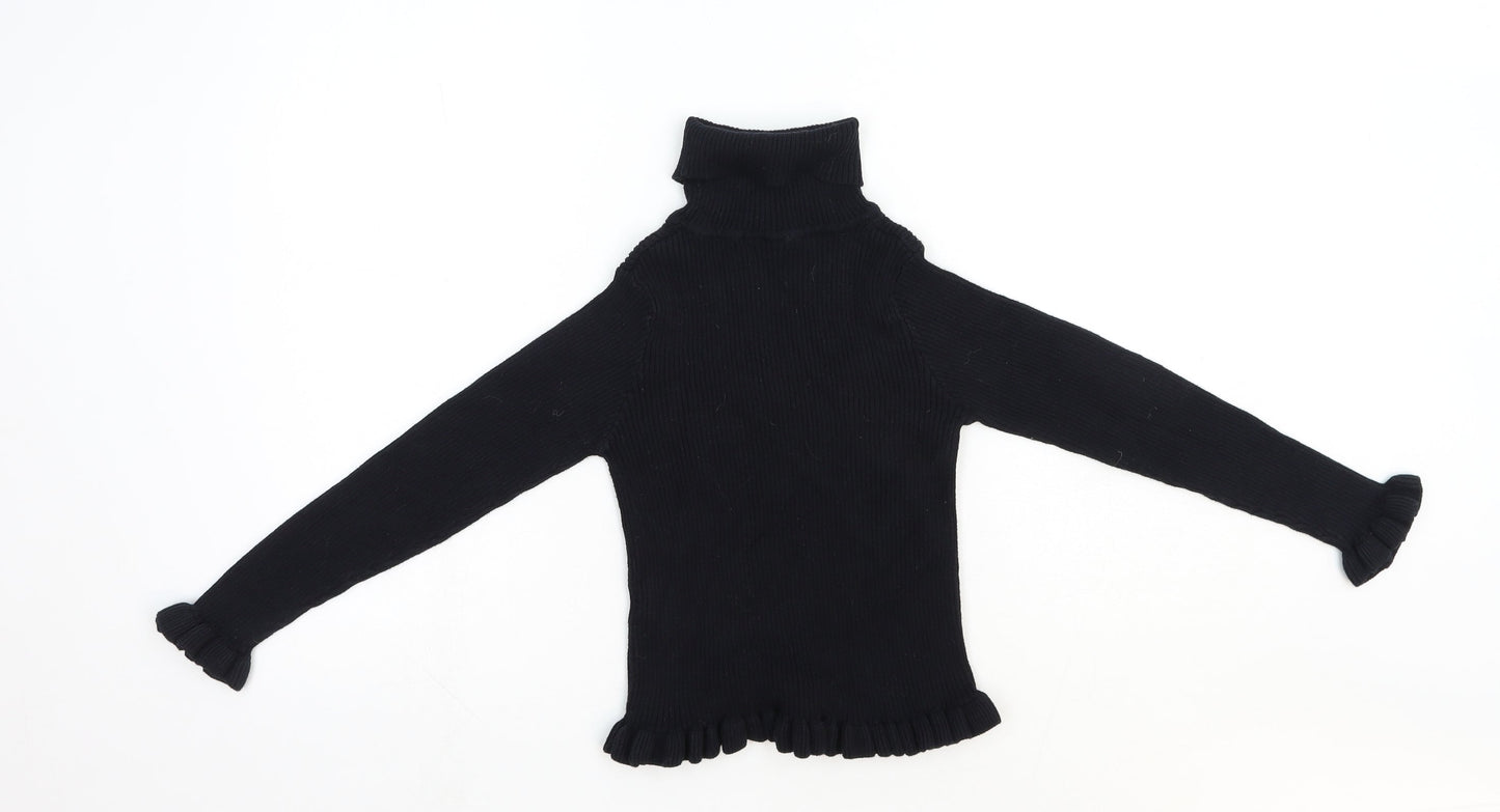 Matalan Girls Black Roll Neck Cotton Pullover Jumper Size 9 Years Pullover