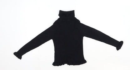 Matalan Girls Black Roll Neck Cotton Pullover Jumper Size 9 Years Pullover