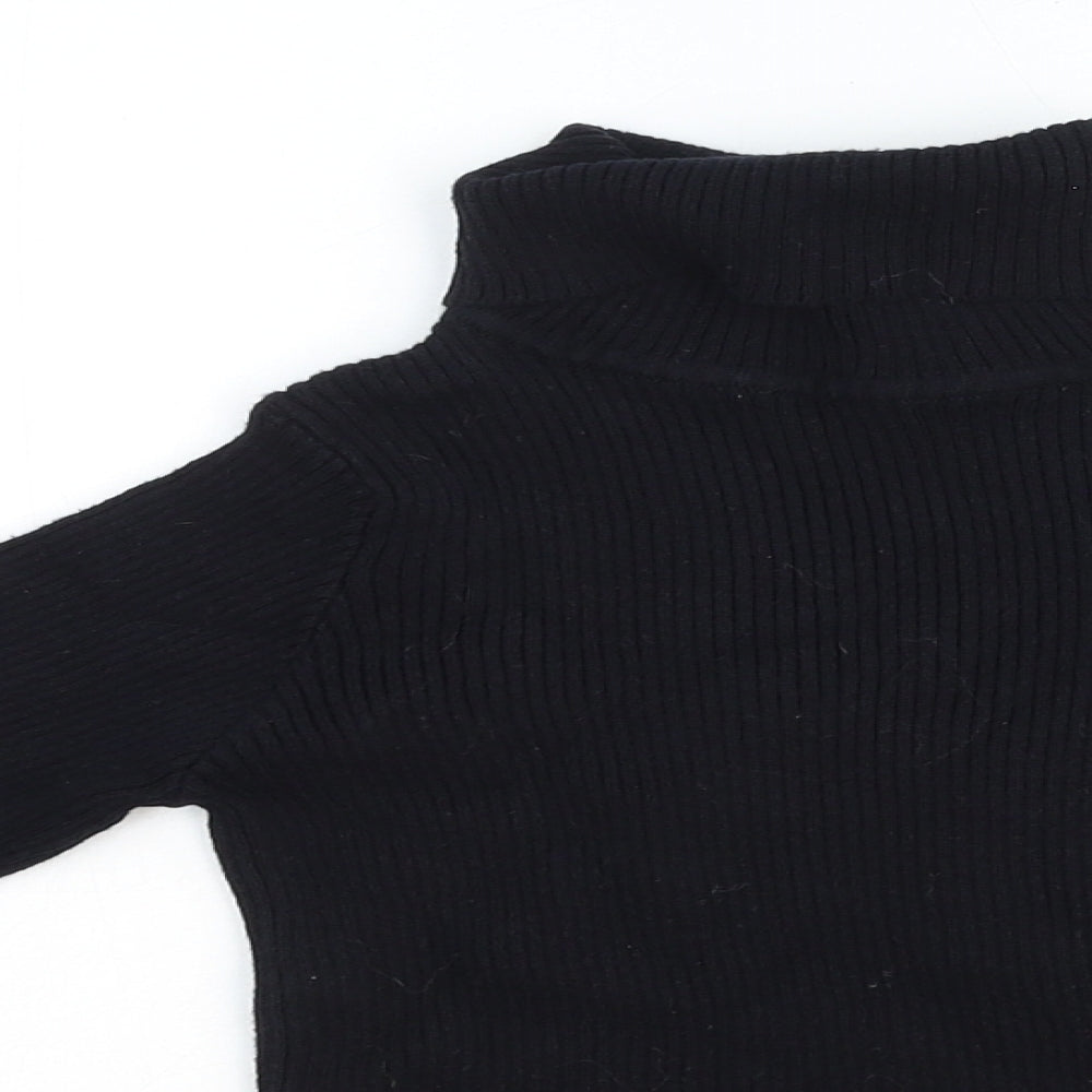 Matalan Girls Black Roll Neck Cotton Pullover Jumper Size 9 Years Pullover