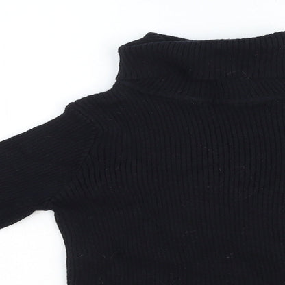 Matalan Girls Black Roll Neck Cotton Pullover Jumper Size 9 Years Pullover