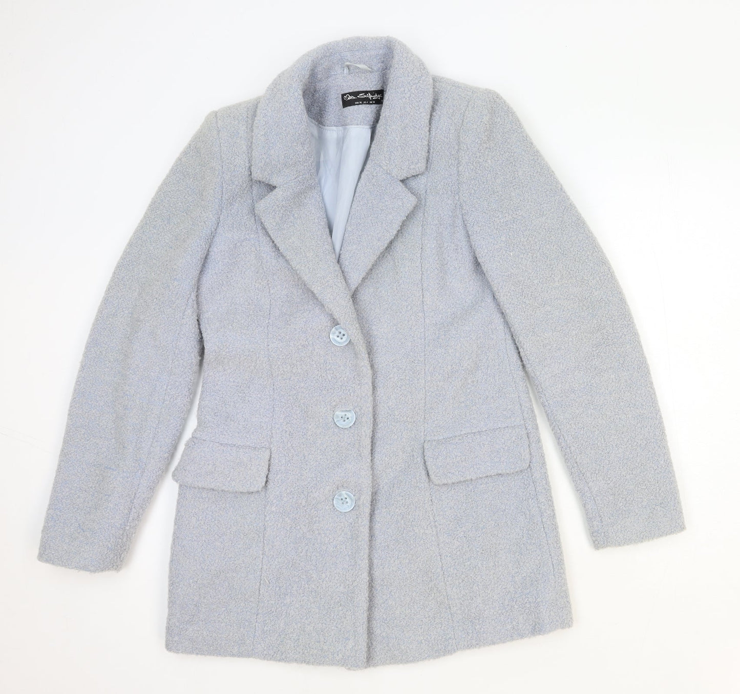 Womens UK Size 10 Miss Selfridge Blue Pea Coat