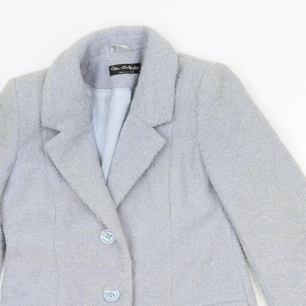 Womens UK Size 10 Miss Selfridge Blue Pea Coat