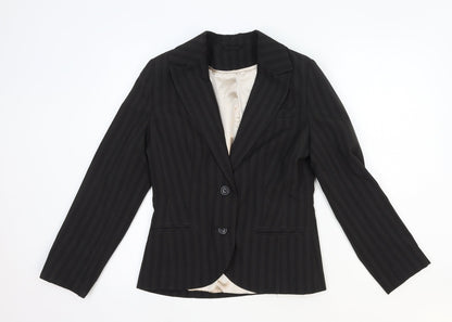 New Look Womens Black Striped Polyester Jacket Blazer Size 12