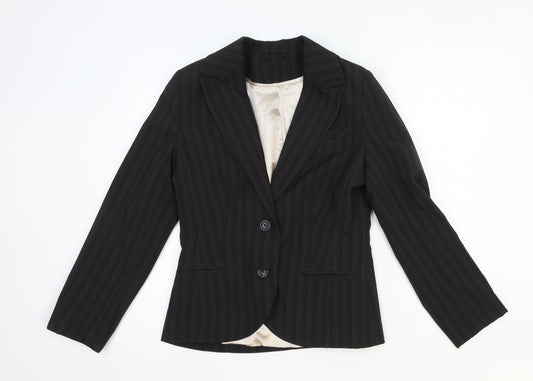 New Look Womens Black Striped Polyester Jacket Blazer Size 12