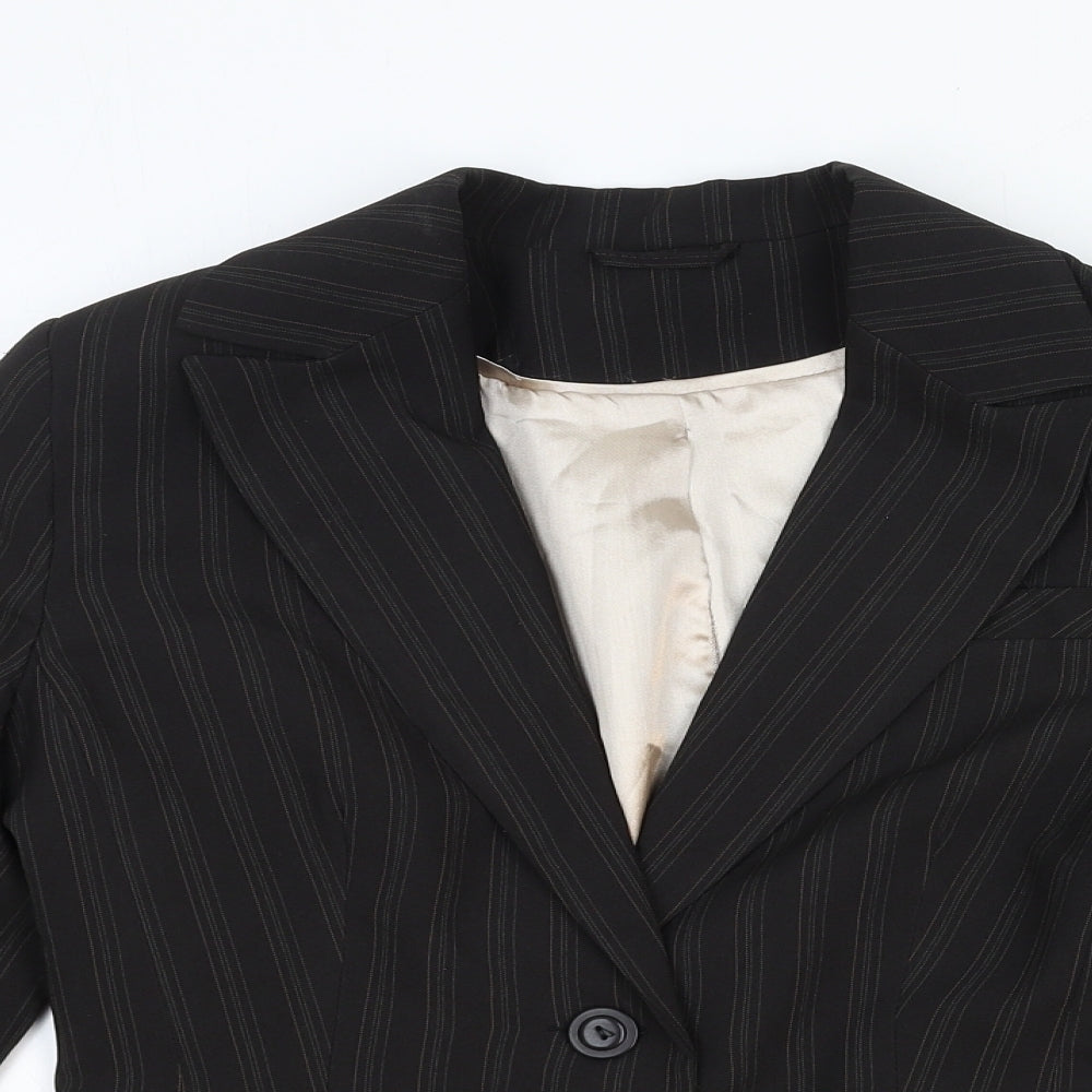 New Look Womens Black Striped Polyester Jacket Blazer Size 12