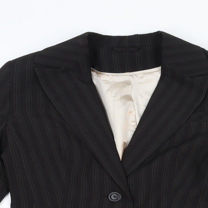 New Look Womens Black Striped Polyester Jacket Blazer Size 12