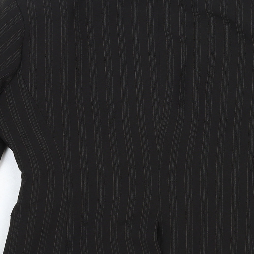 New Look Womens Black Striped Polyester Jacket Blazer Size 12