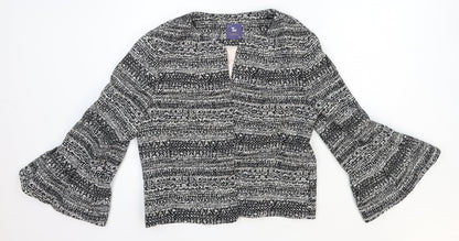 TU Womens Black Geometric Polyester Jacket Blazer Size 14