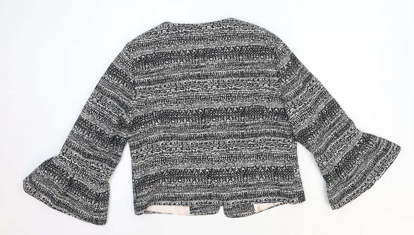 TU Womens Black Geometric Polyester Jacket Blazer Size 14