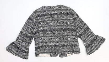 TU Womens Black Geometric Polyester Jacket Blazer Size 14