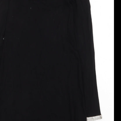 Warehouse Womens Black Viscose Trapeze & Swing Size 6 Round Neck Hook & Eye - Cold Shoulder