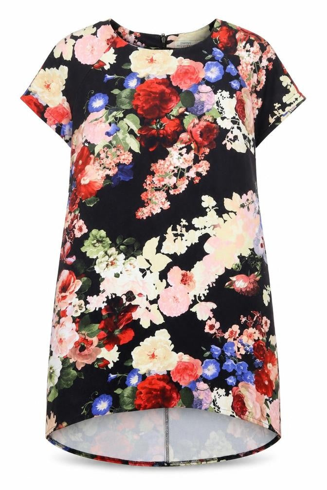 Papaya Womens Multicoloured Floral Polyester A-Line Size 14 Round Neck Zip
