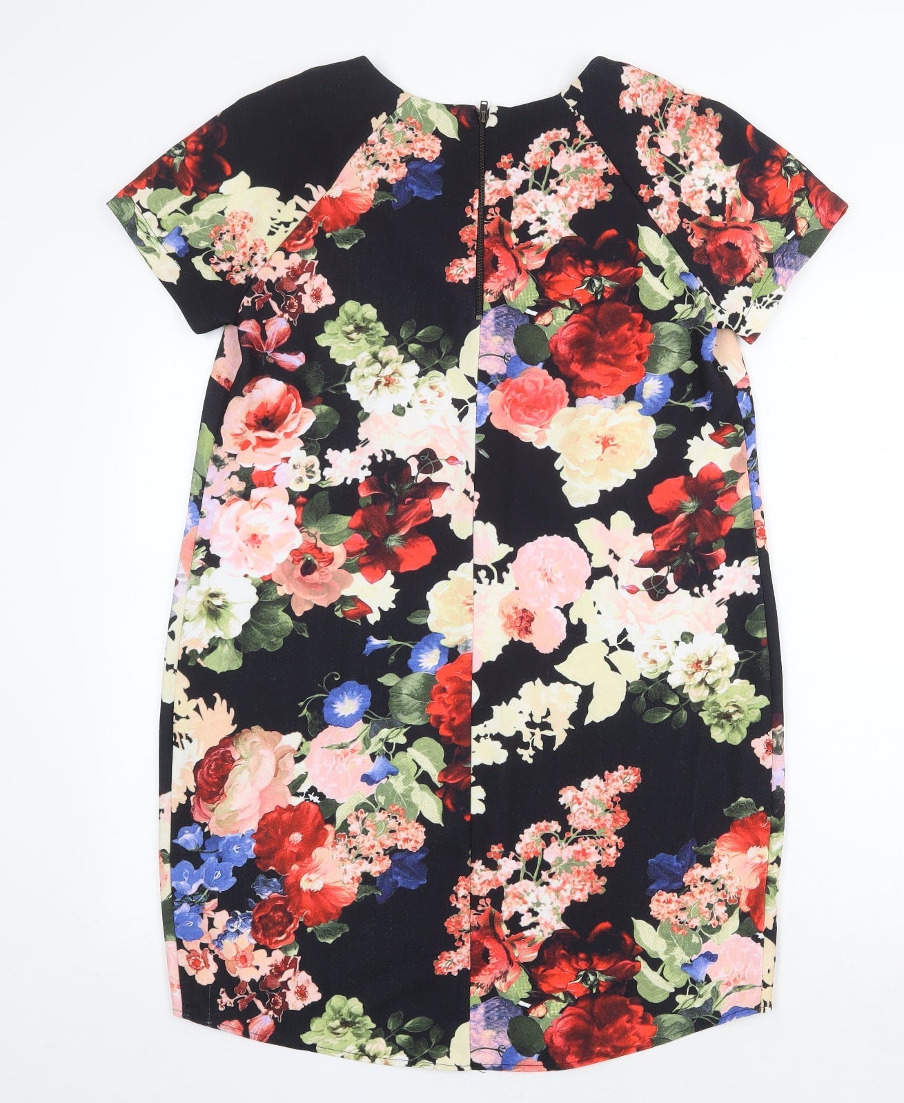 Papaya Womens Multicoloured Floral Polyester A-Line Size 14 Round Neck Zip