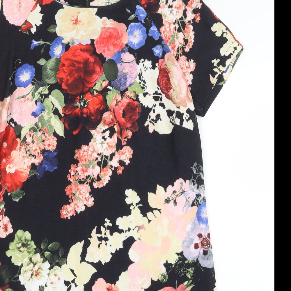 Papaya Womens Multicoloured Floral Polyester A-Line Size 14 Round Neck Zip