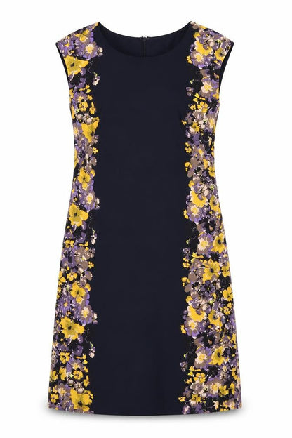 Great Plains Womens Black Floral Polyester Shift Size XS Round Neck Zip
