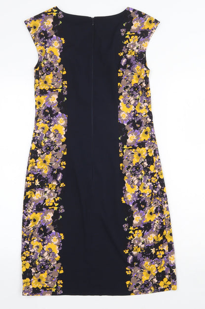 Great Plains Womens Black Floral Polyester Shift Size XS Round Neck Zip