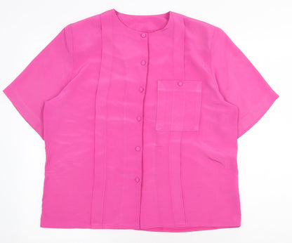 Womens UK Size 14 Littlewoods Pink Basic Button-Up