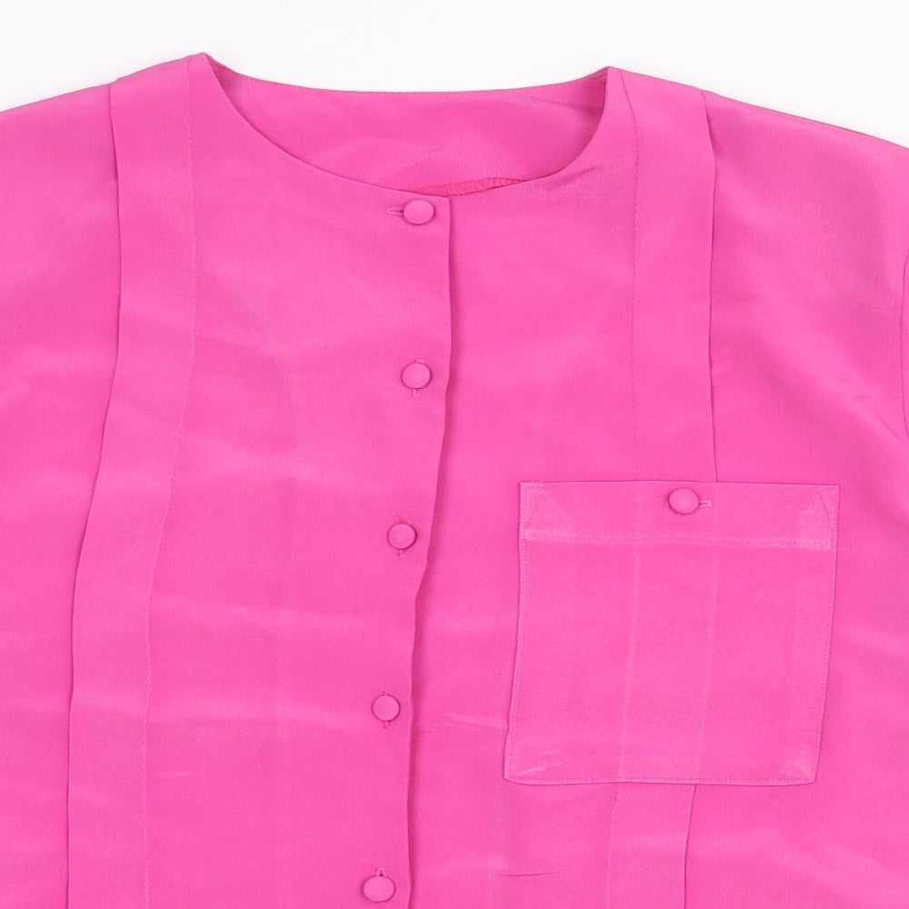 Womens UK Size 14 Littlewoods Pink Basic Button-Up