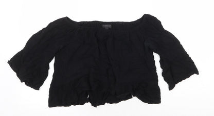 Womens UK Size 8 Topshop Black Cropped Blouse