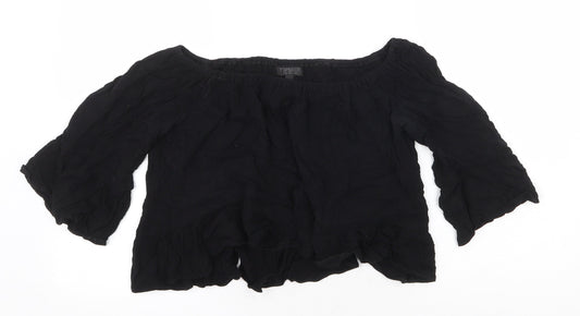 Womens UK Size 8 Topshop Black Cropped Blouse