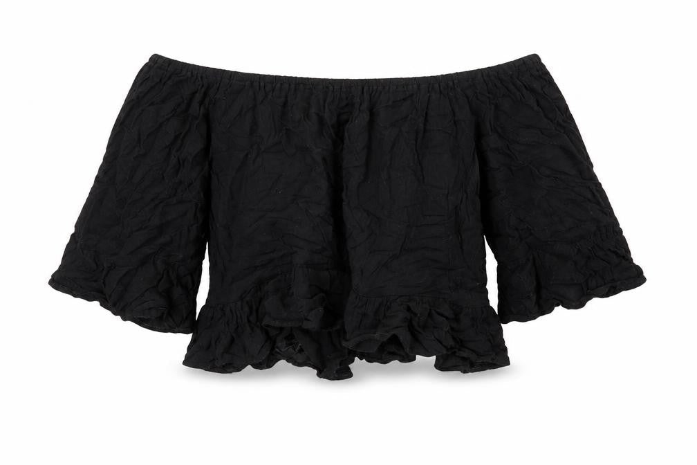 Womens UK Size 8 Topshop Black Cropped Blouse