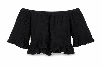 Womens UK Size 8 Topshop Black Cropped Blouse