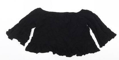 Womens UK Size 8 Topshop Black Cropped Blouse