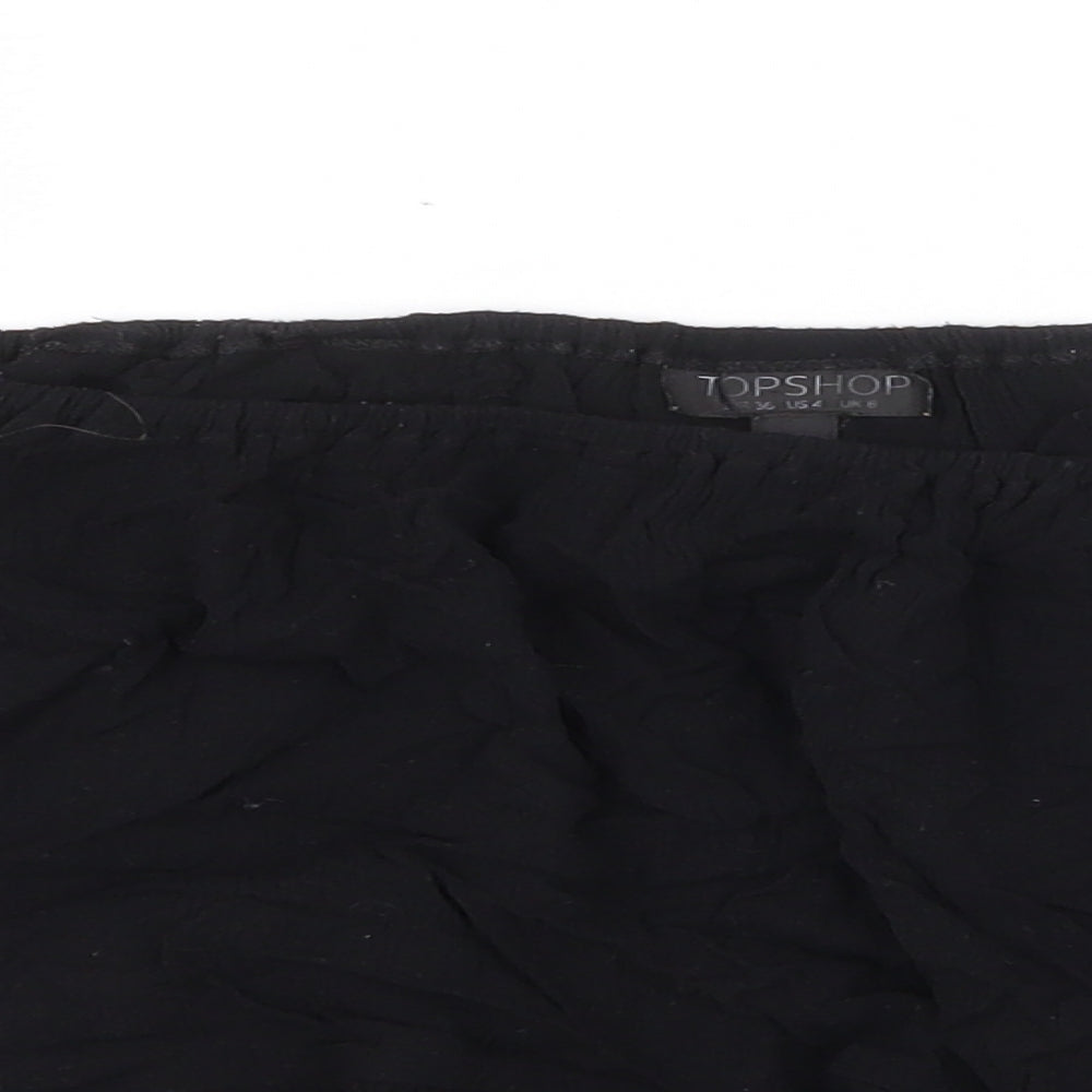 Womens UK Size 8 Topshop Black Cropped Blouse