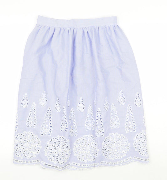 H&M Womens Blue Geometric Polyester Tulip Skirt Size 8 Zip