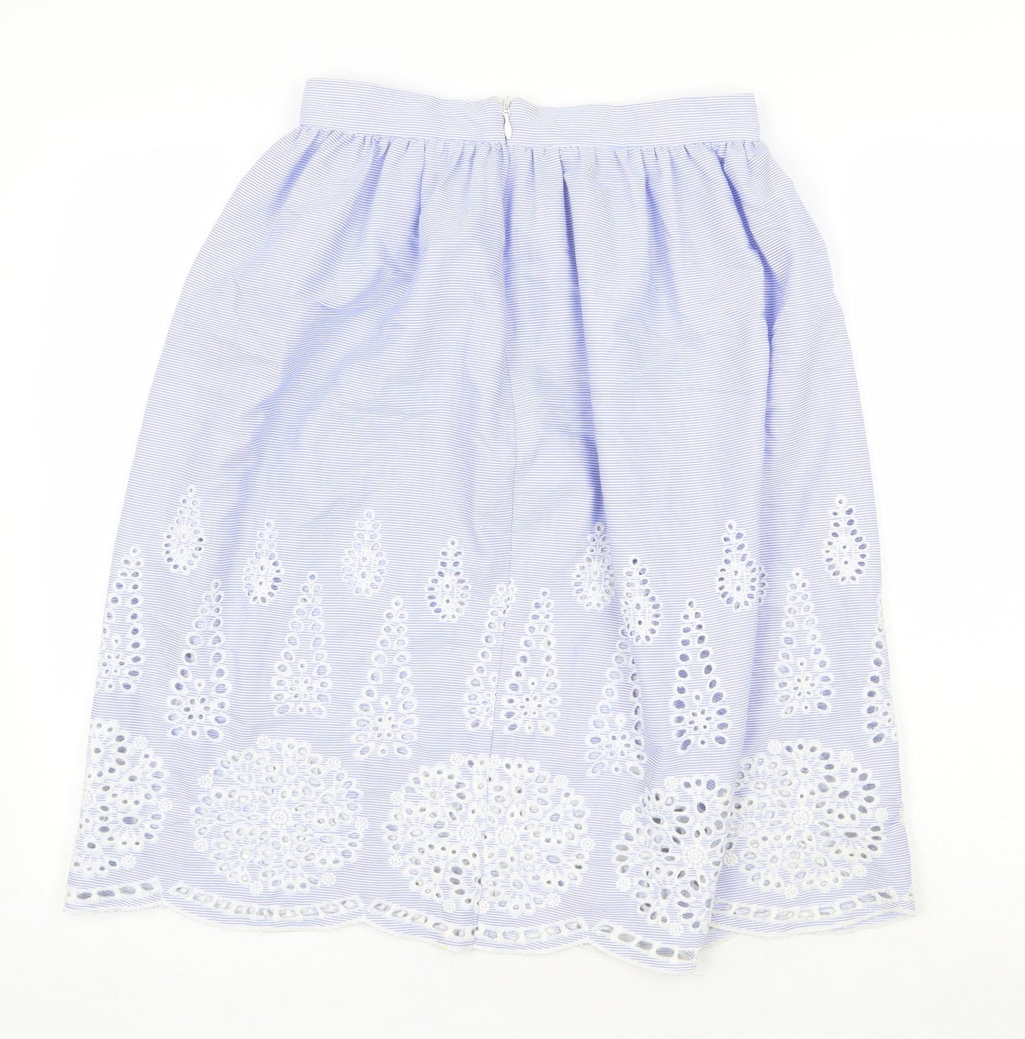 H&M Womens Blue Geometric Polyester Tulip Skirt Size 8 Zip