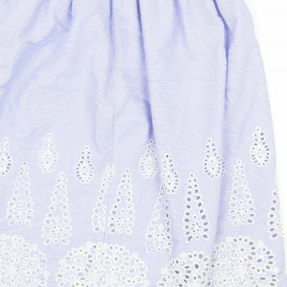 H&M Womens Blue Geometric Polyester Tulip Skirt Size 8 Zip