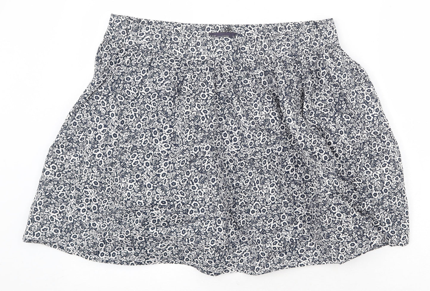 Marks and Spencer Womens Blue Floral Cotton Skater Skirt Size 16