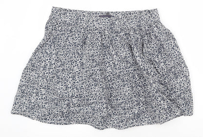 Marks and Spencer Womens Blue Floral Cotton Skater Skirt Size 16