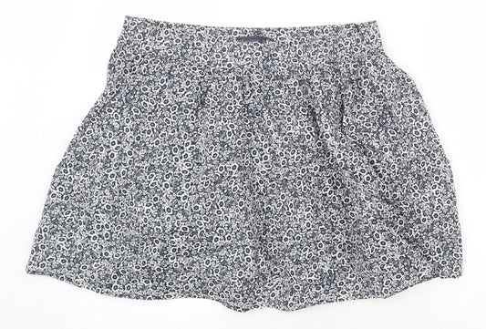 Marks and Spencer Womens Blue Floral Cotton Skater Skirt Size 16