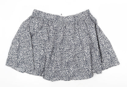Marks and Spencer Womens Blue Floral Cotton Skater Skirt Size 16