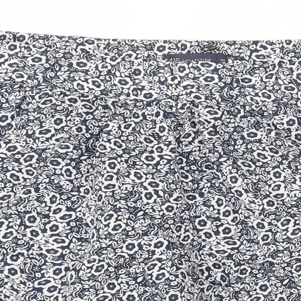 Marks and Spencer Womens Blue Floral Cotton Skater Skirt Size 16