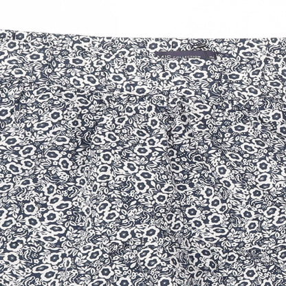 Marks and Spencer Womens Blue Floral Cotton Skater Skirt Size 16
