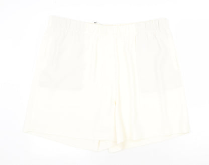 Marks and Spencer Womens Ivory Polyester Basic Shorts Size 20 Regular Pull On
