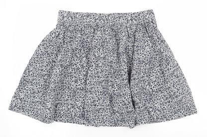 Marks and Spencer Womens Blue Floral Cotton Skater Skirt Size 12