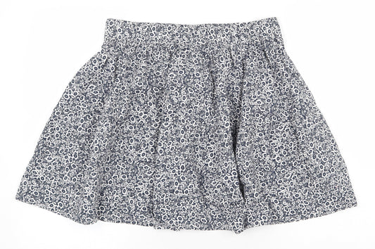 Marks and Spencer Womens Blue Floral Cotton Skater Skirt Size 12