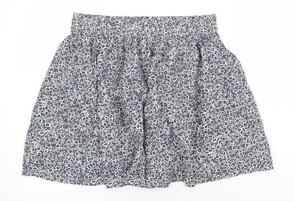 Marks and Spencer Womens Blue Floral Cotton Skater Skirt Size 12