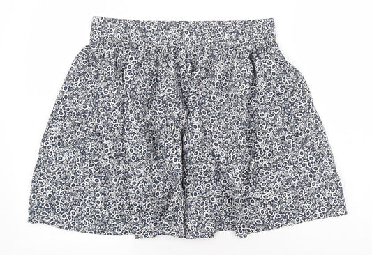 Marks and Spencer Womens Blue Floral Cotton Skater Skirt Size 12