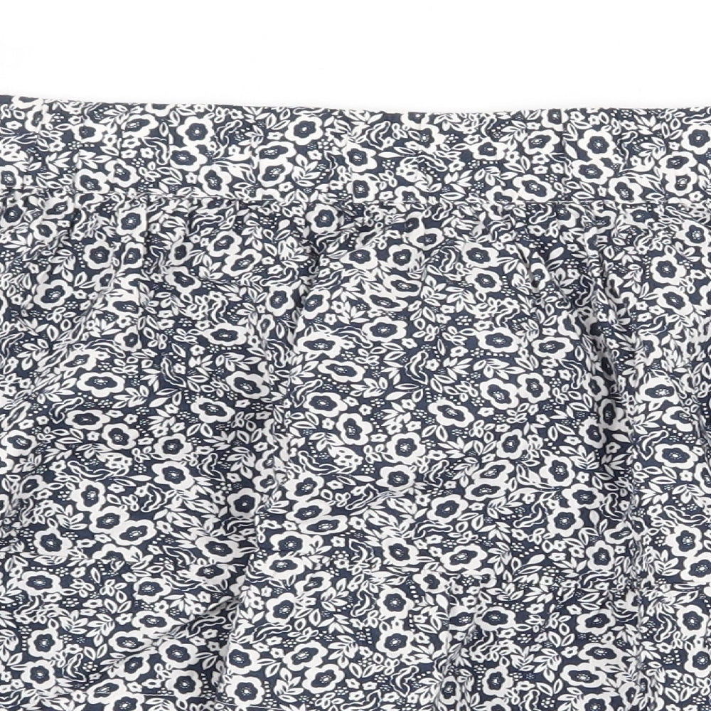 Marks and Spencer Womens Blue Floral Cotton Skater Skirt Size 12