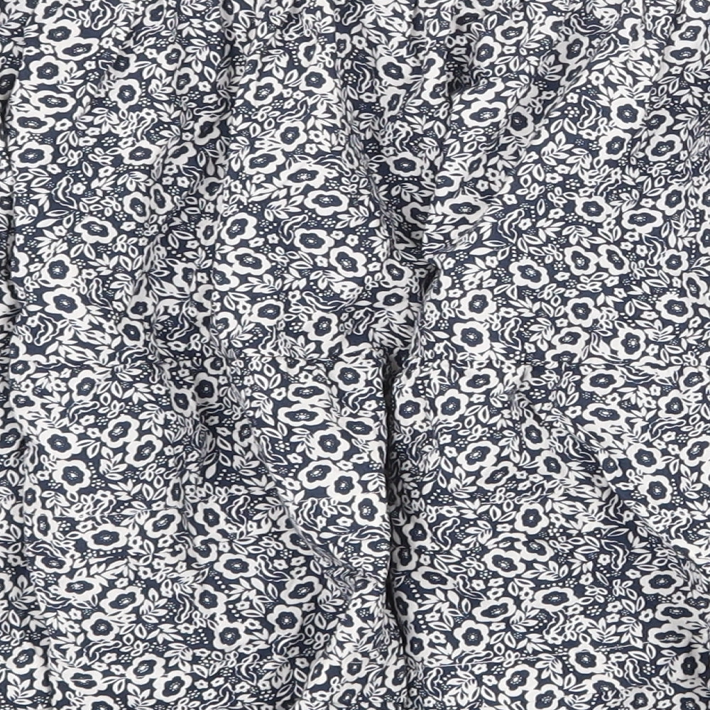 Marks and Spencer Womens Blue Floral Cotton Skater Skirt Size 12