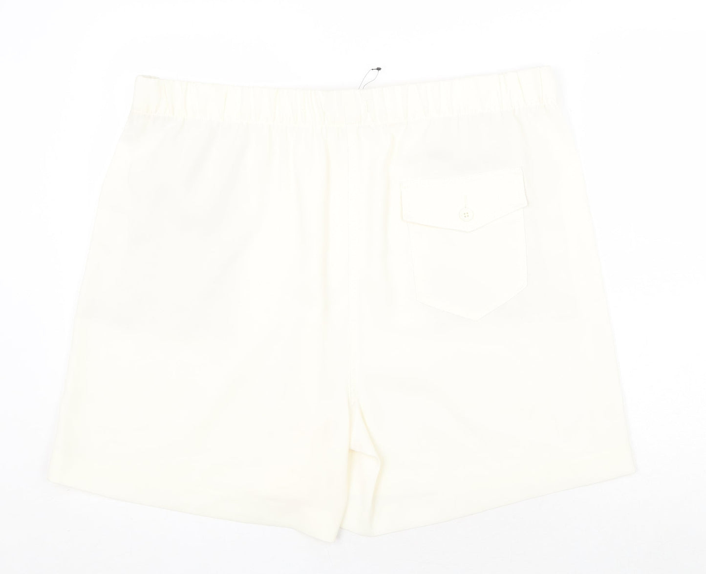 Marks and Spencer Womens Ivory Polyester Basic Shorts Size 24 Regular Pull On