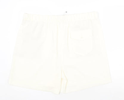 Marks and Spencer Womens Ivory Polyester Basic Shorts Size 24 Regular Pull On