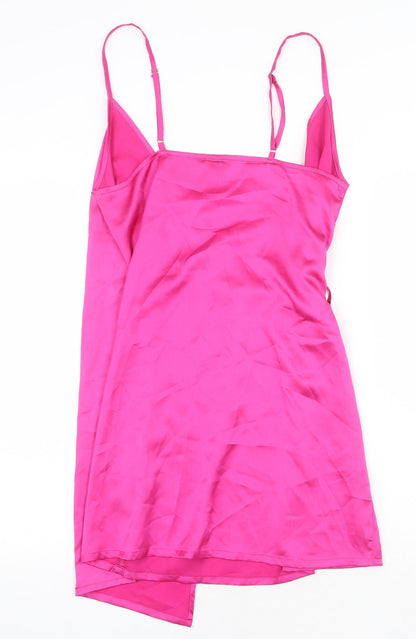 Material Gal Womens Pink Polyester Wrap Dress Size 8 V-Neck Pullover