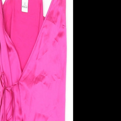 Material Gal Womens Pink Polyester Wrap Dress Size 8 V-Neck Pullover