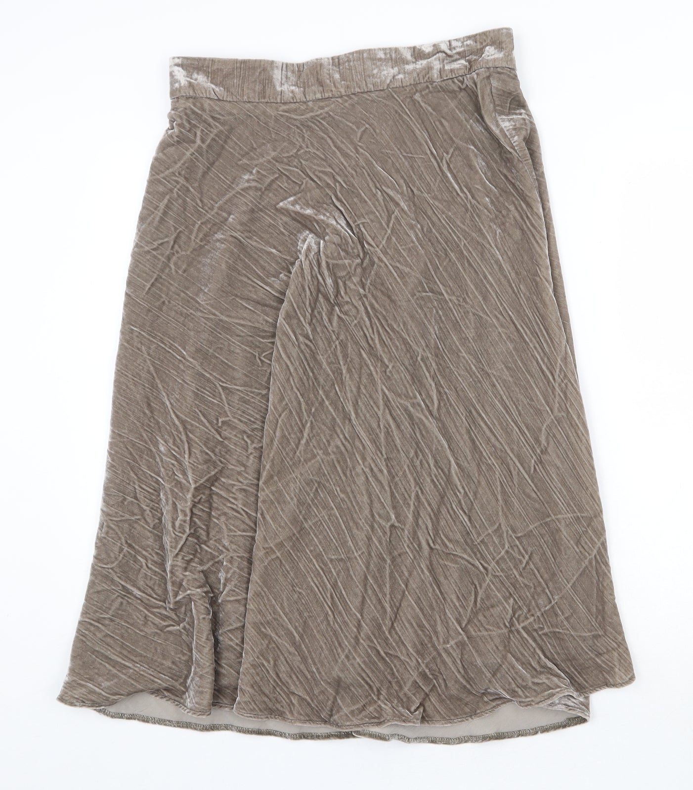 Marks and Spencer Womens Brown Viscose Swing Skirt Size 12 Zip
