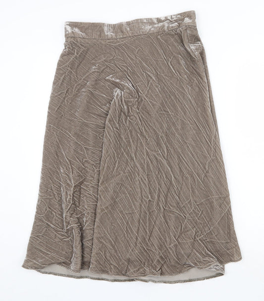 Marks and Spencer Womens Brown Viscose Swing Skirt Size 12 Zip